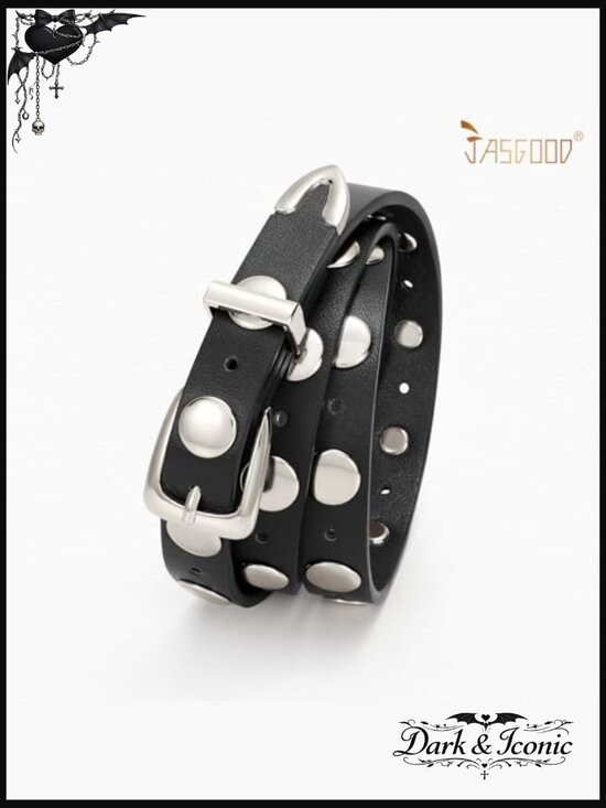 Studded Skinny Faux Leather Belt for Jeans & Dresses